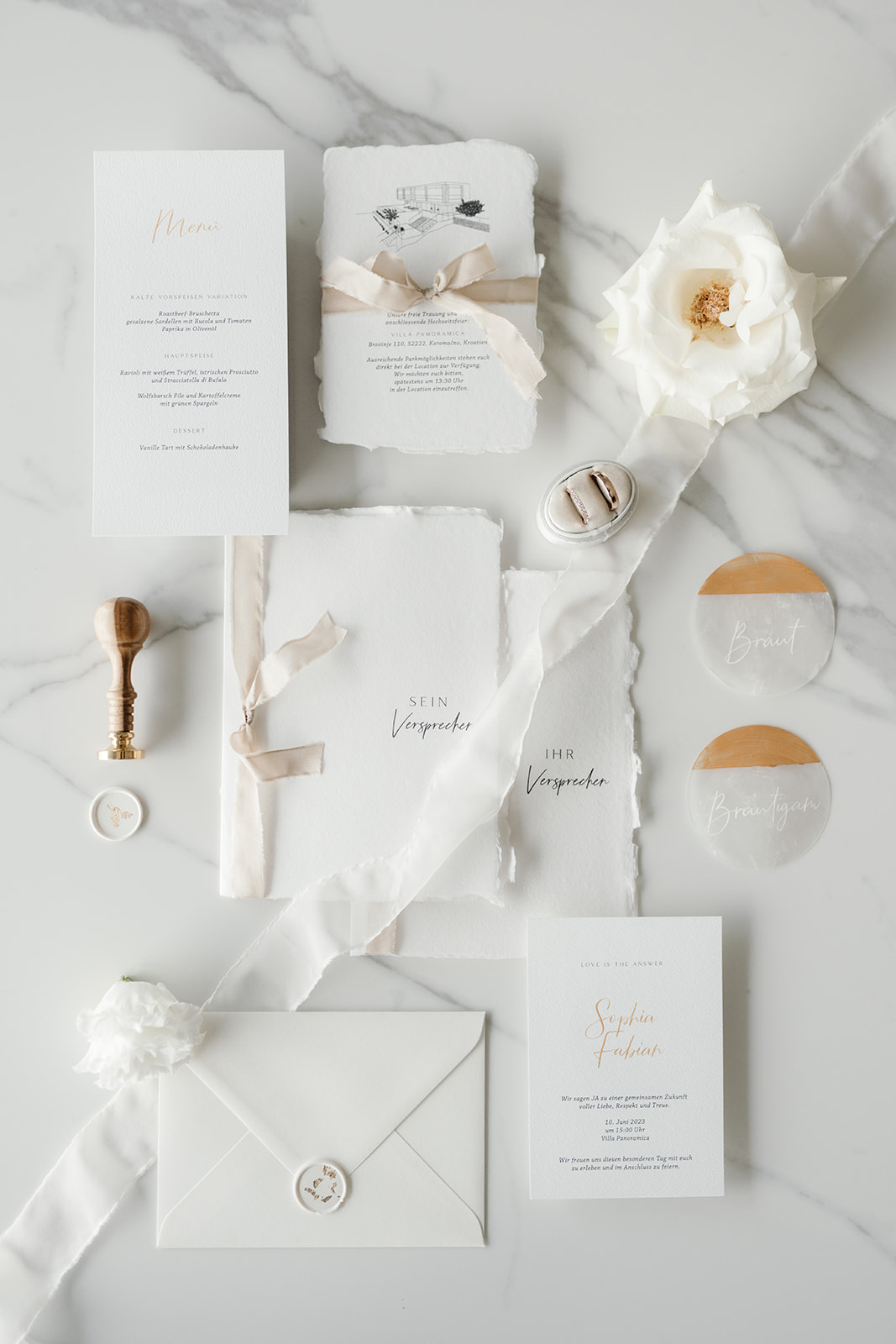 Minimalist ivory wedding invitations