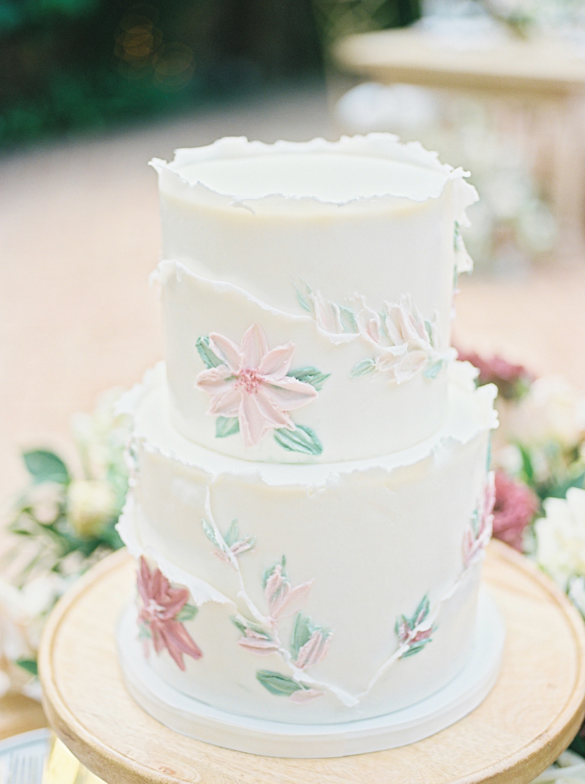 wedding cake with hand drawn flowers