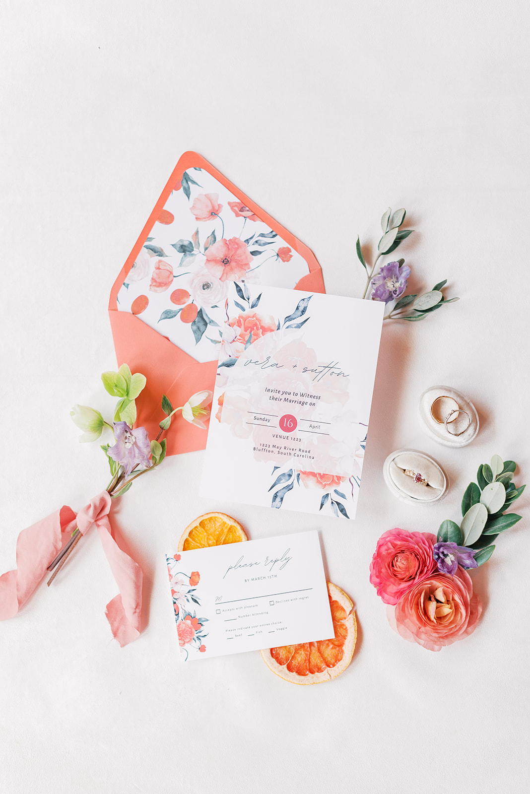 citrus-inspired wedding stationery
