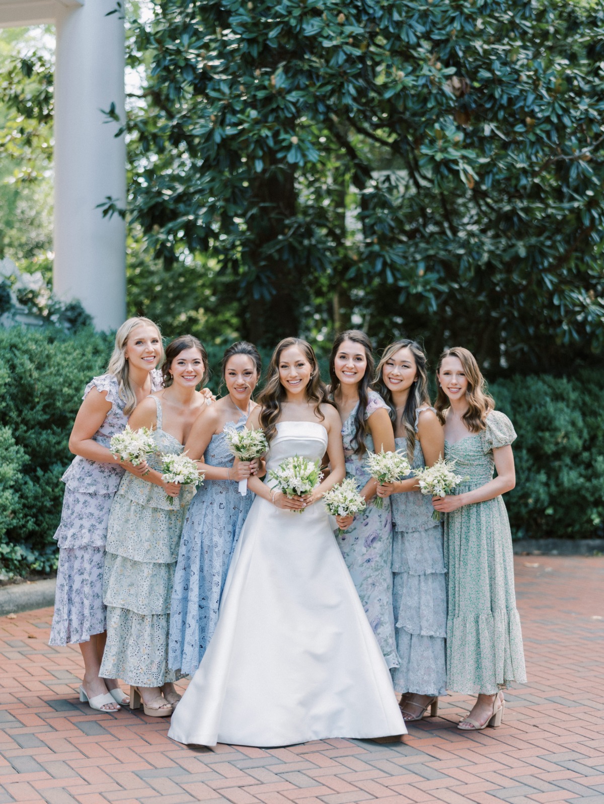 mismatched floral bridesmaid dresses