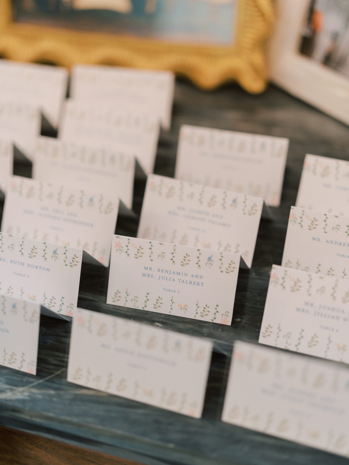 garden party floral escort cards