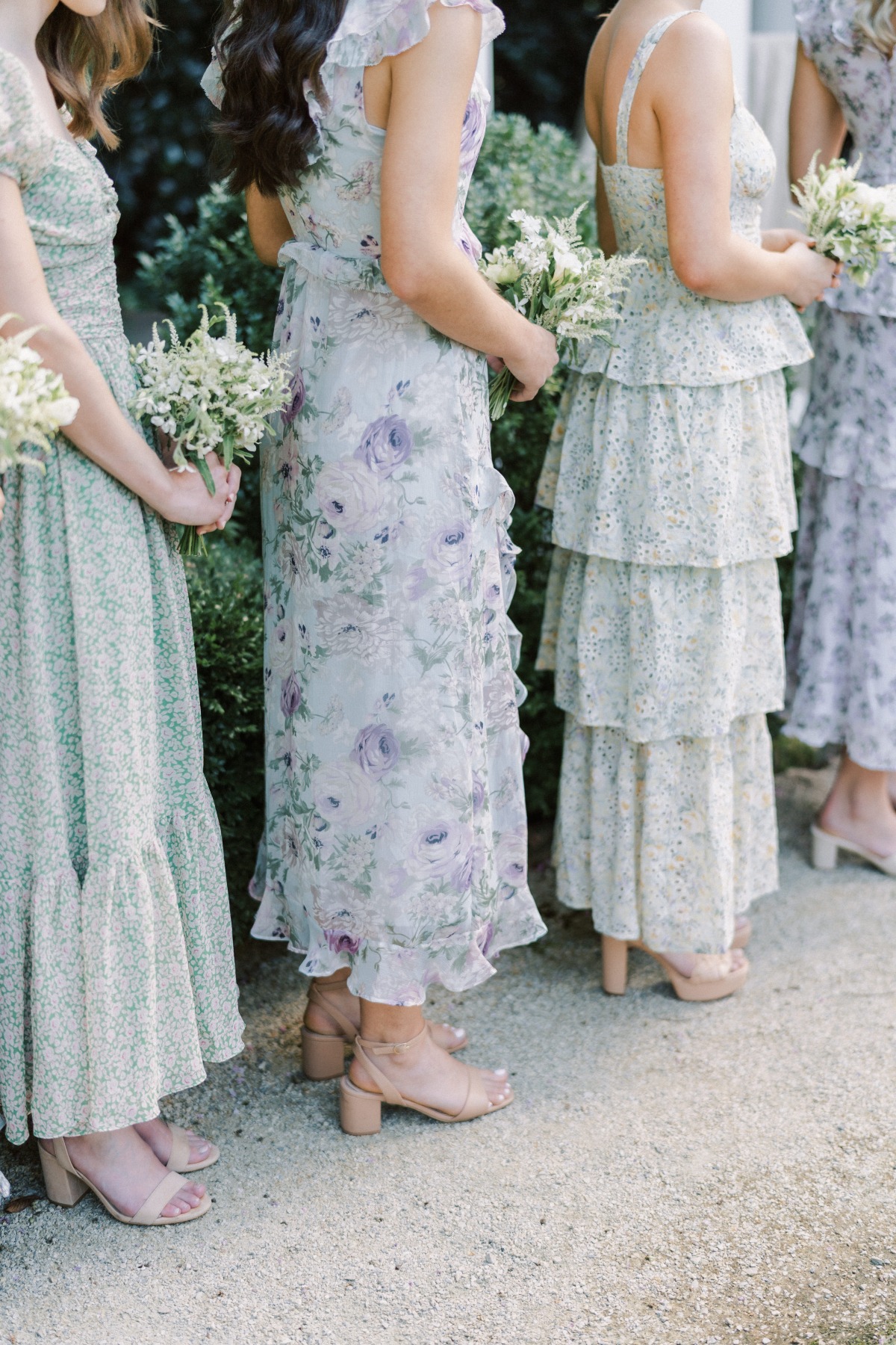 mismatched floral bridesmaids
