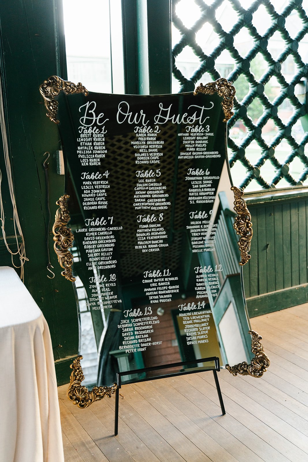 Unique black and gold seating chart