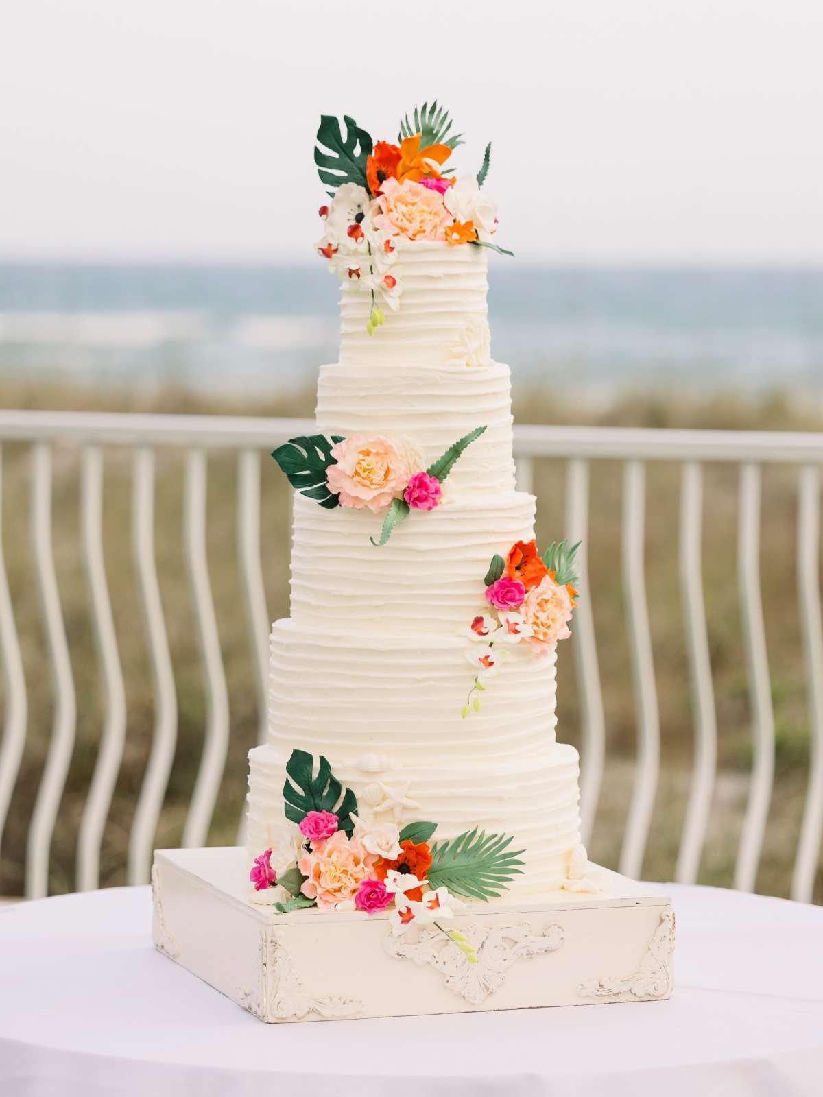 tropical buttercream wedding cake