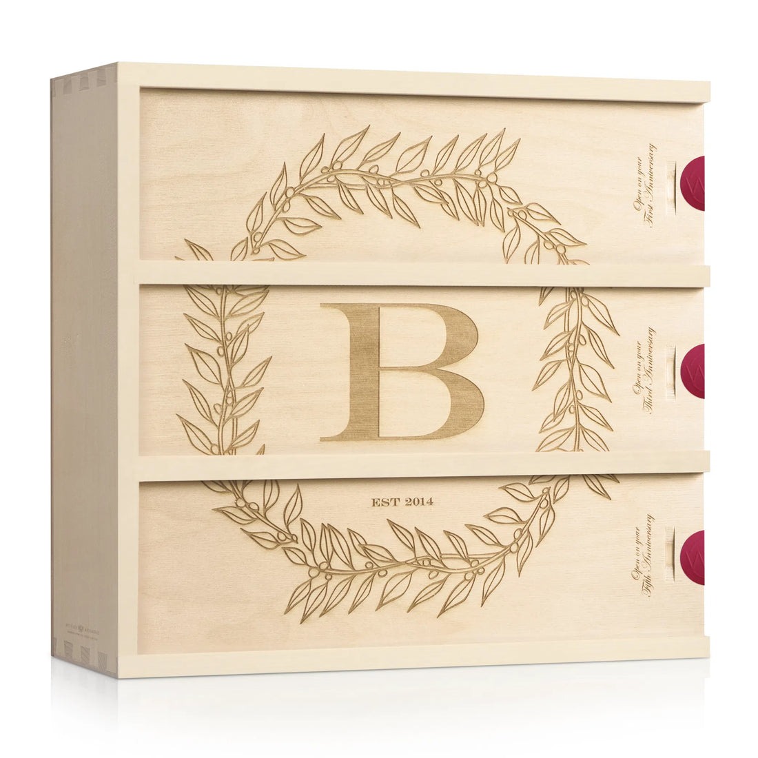 custom monogram wine box wedding gift by Artificer Wood Works