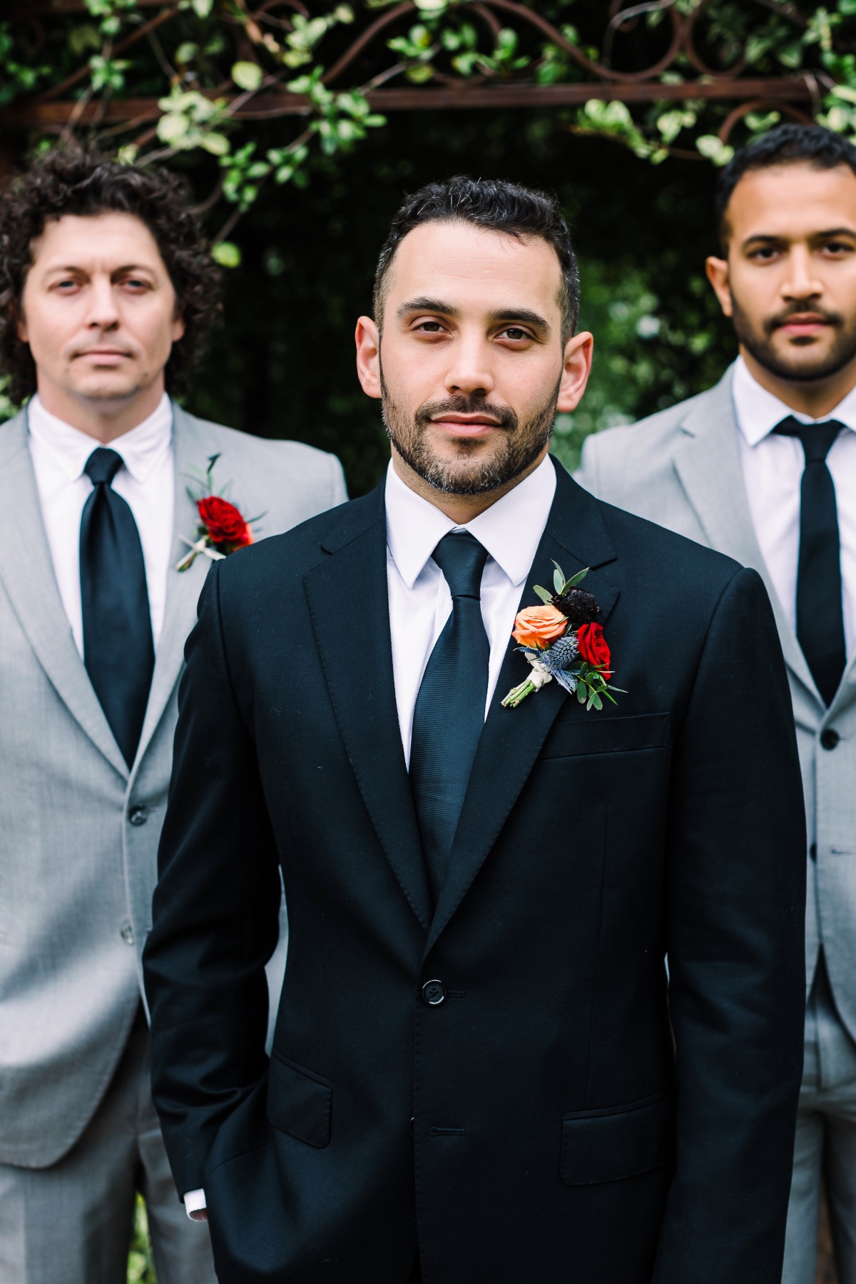 Gray groomsmen suits with classic groom