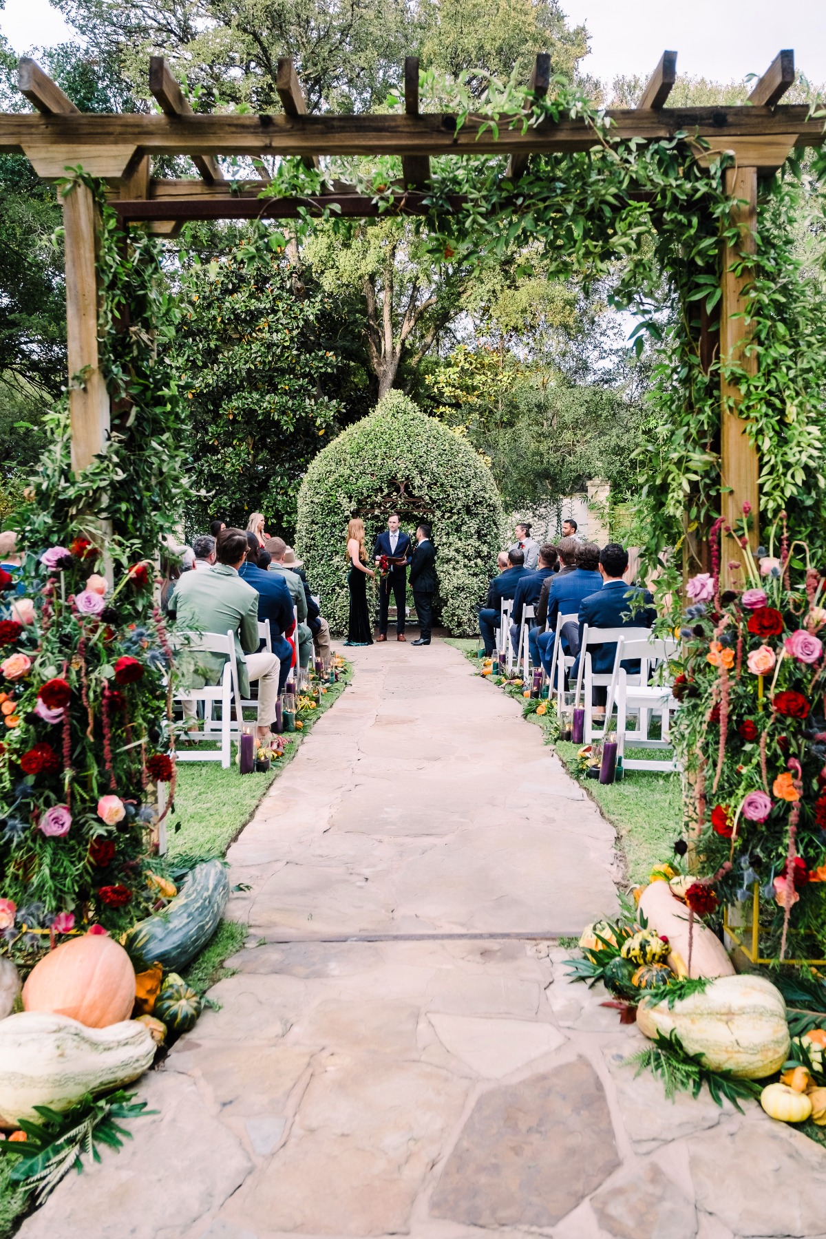 Romantic garden fall wedding ceremony