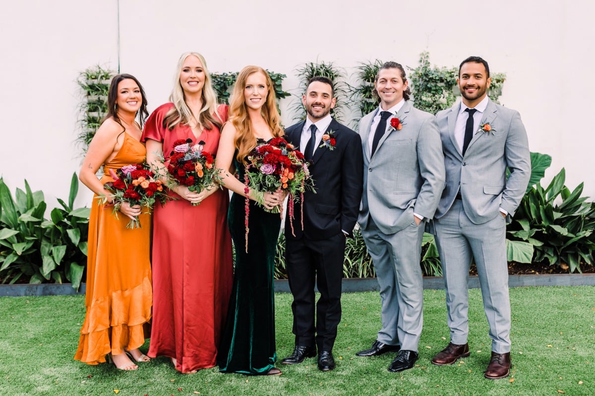 Fall palette moody bridal party attire