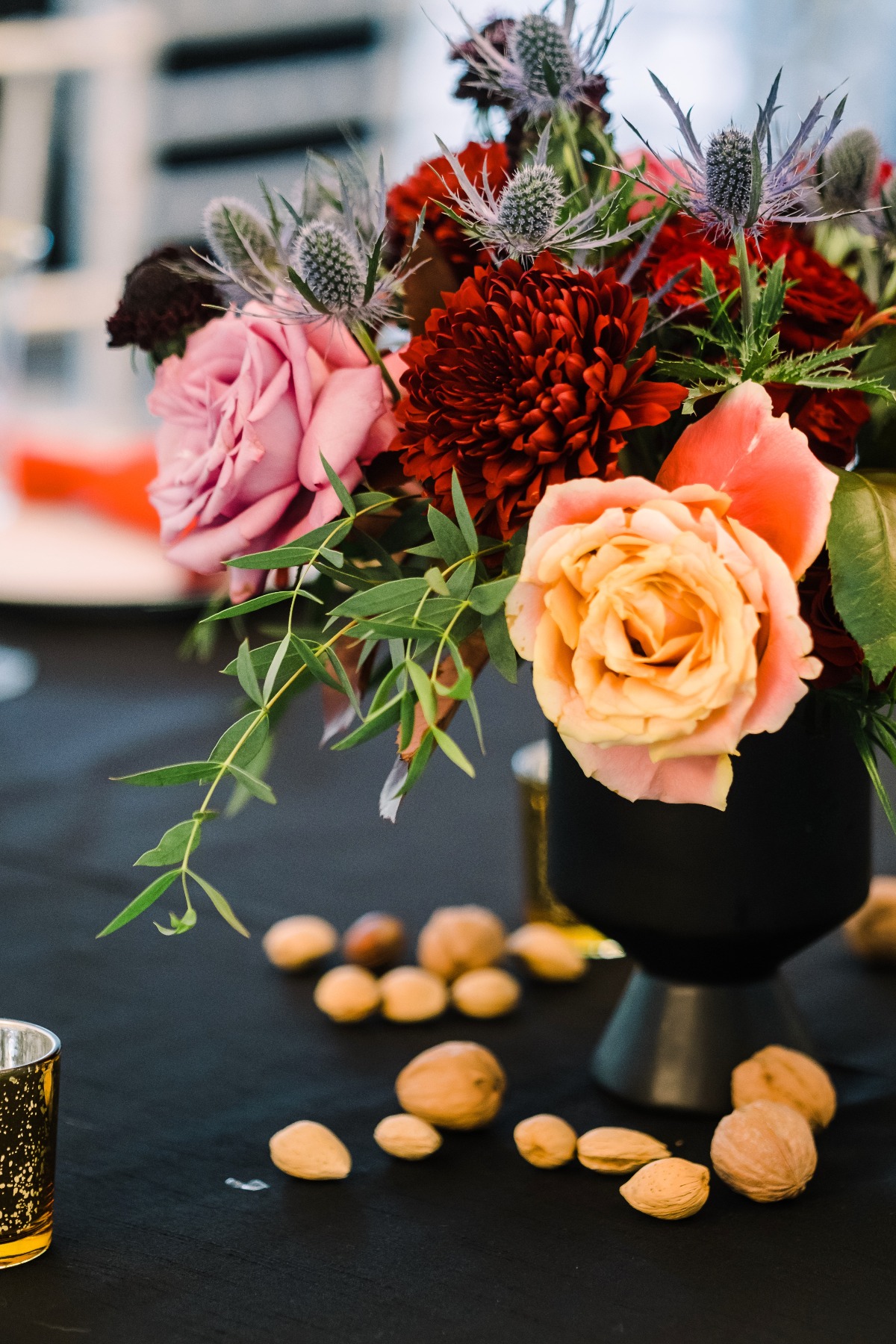 Floral and nut table settings