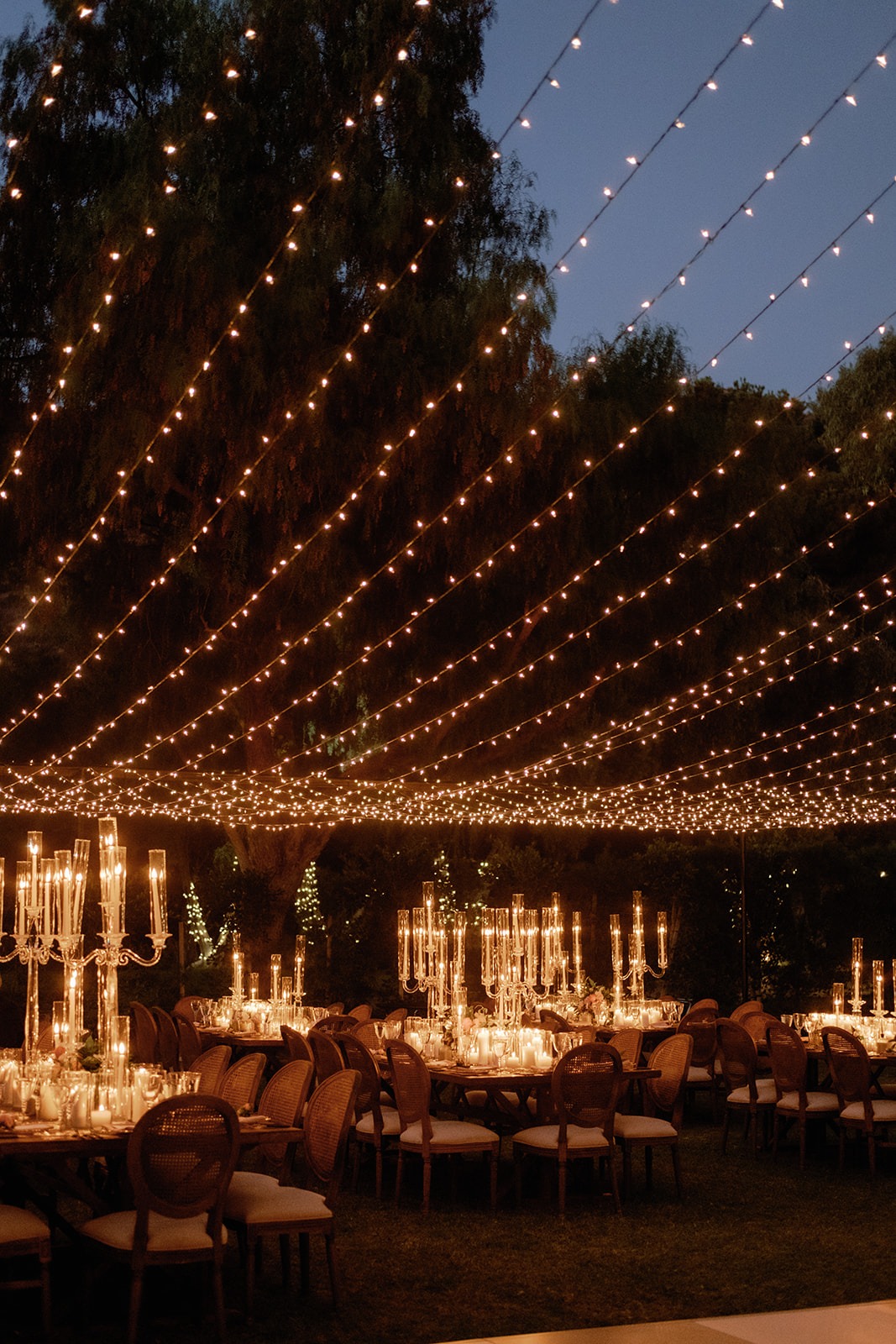 string light canopy for outdoor wedding