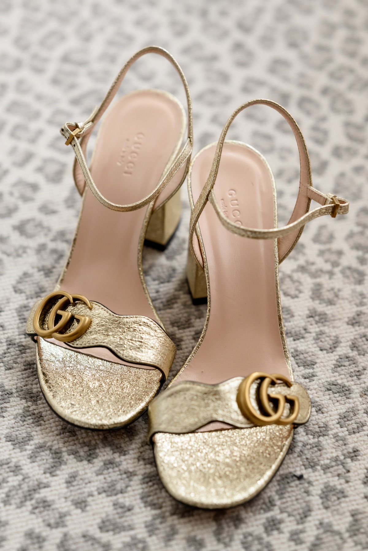 gold Gucci wedding shoes