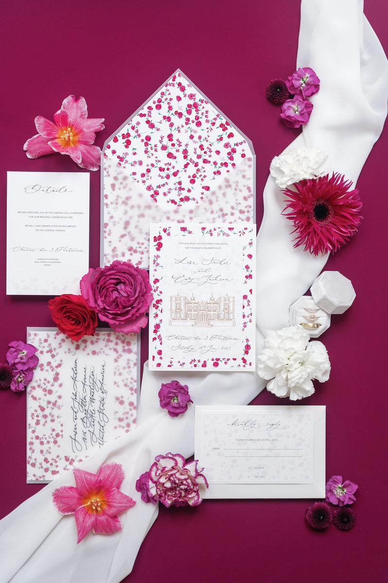 floral patterned wedding invitations