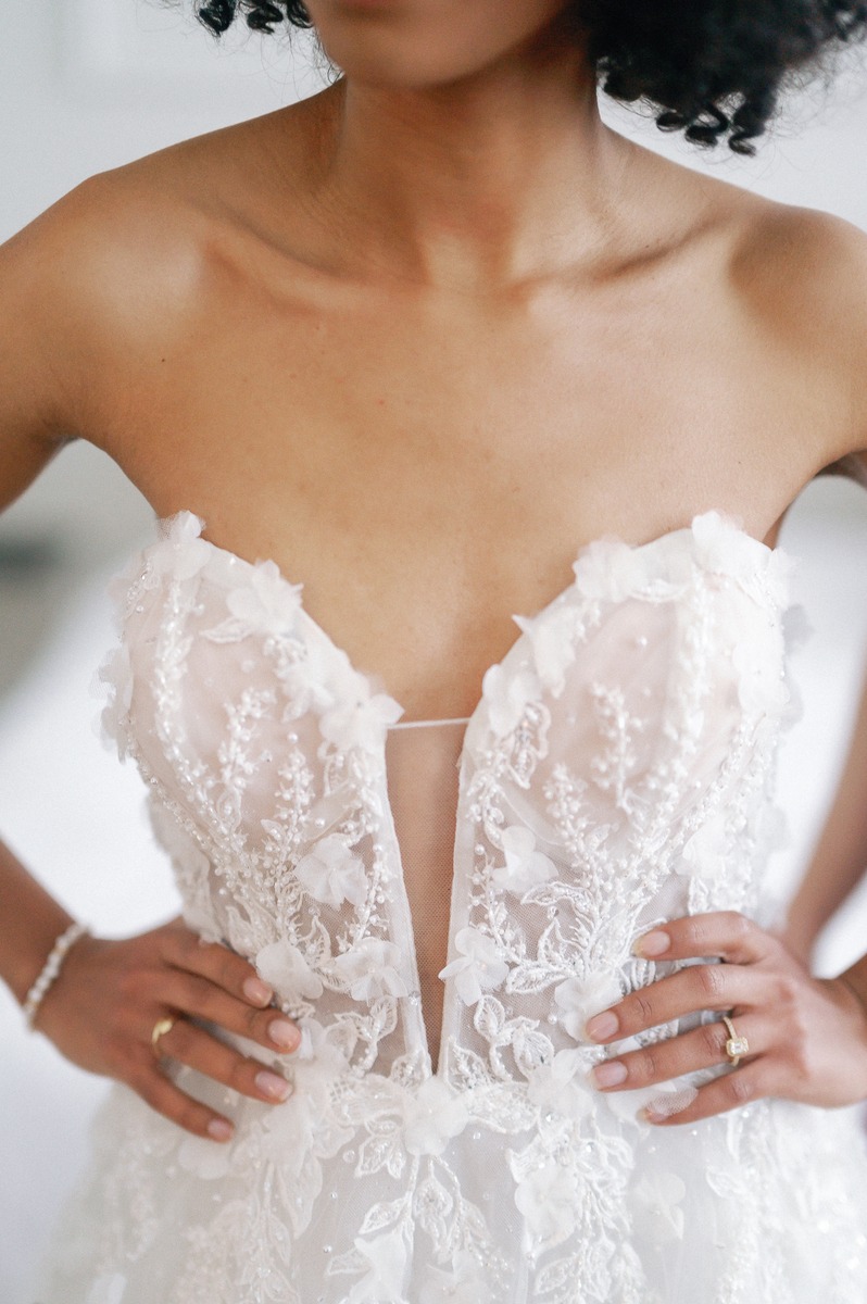 white Pronovias wedding dress