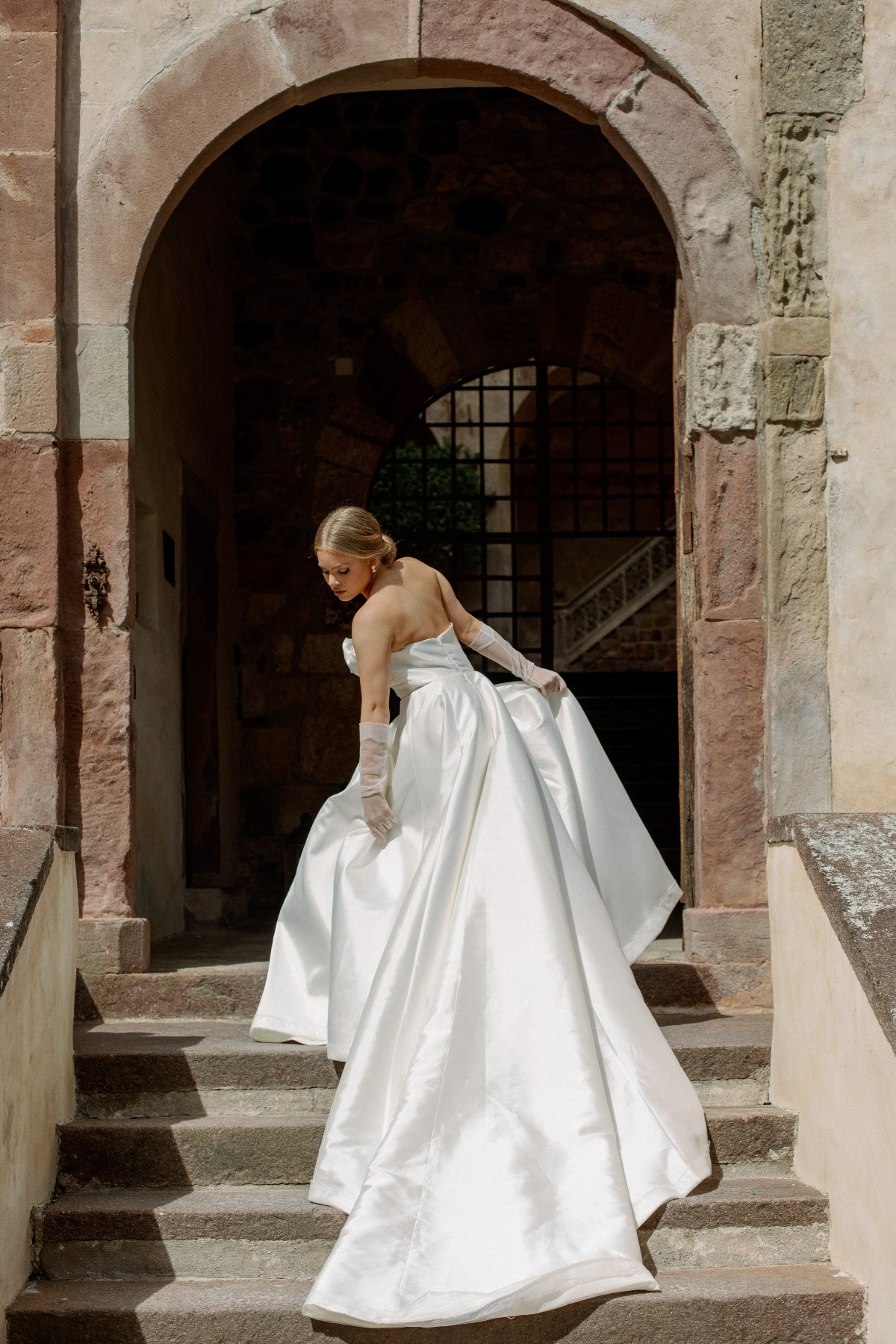 classic strapless wedding dress designers