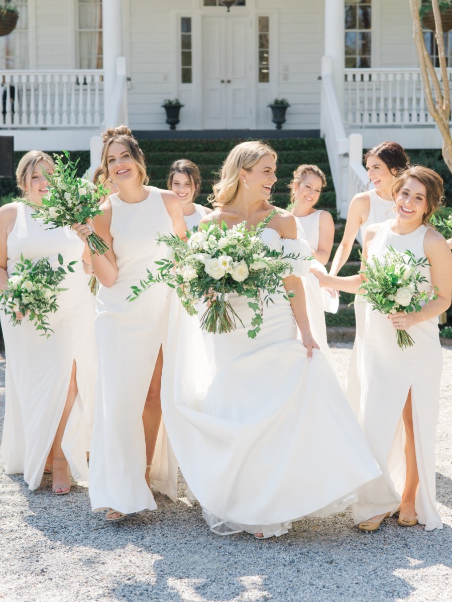 The bride (and her bridesmaids) wore white at this Charleston wedding