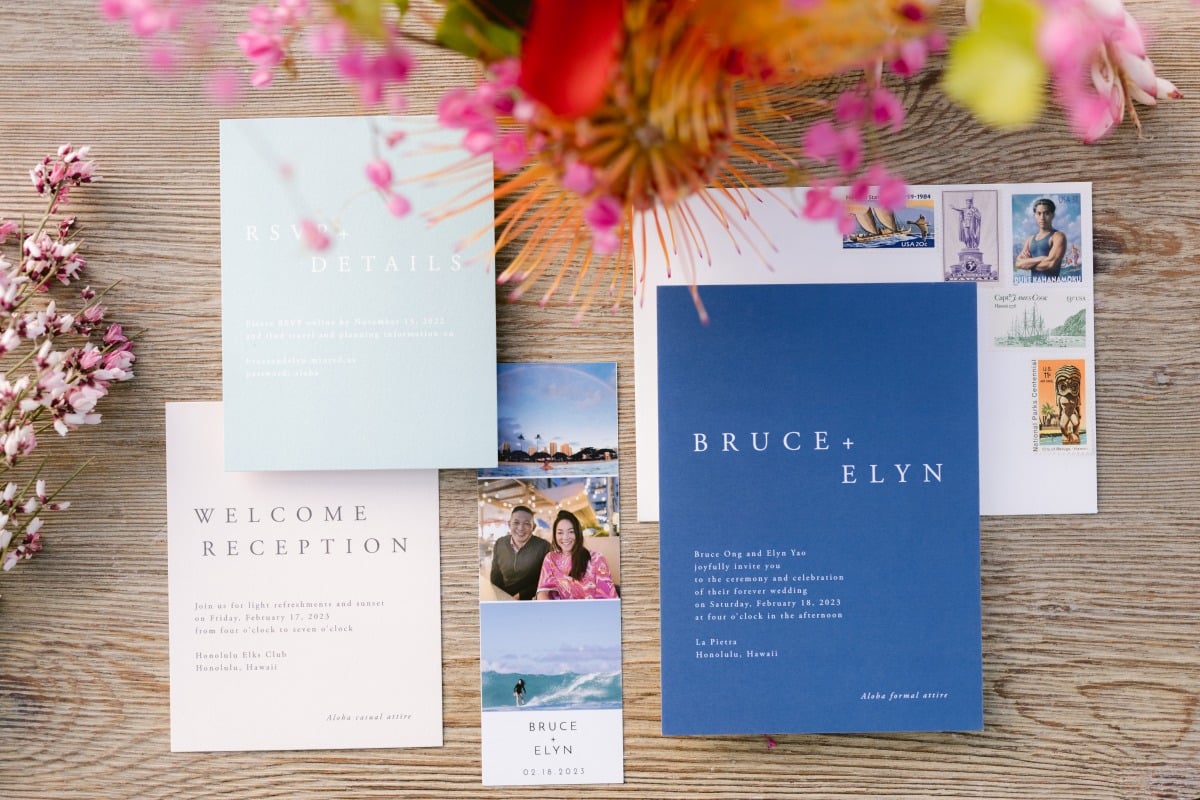 Cerulean blue wedding invitations