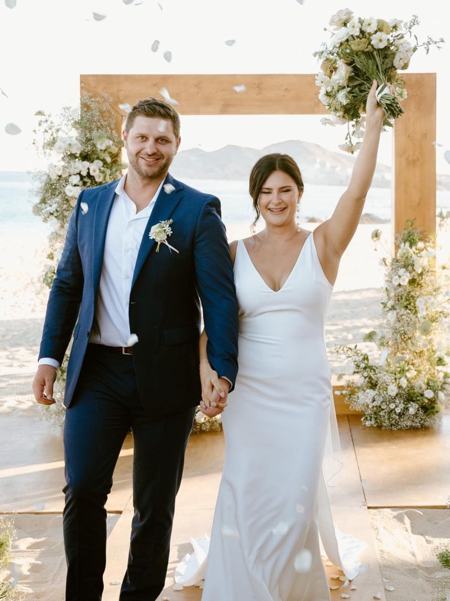 This must-see Cabo wedding had a seating wall made of Topo Chico