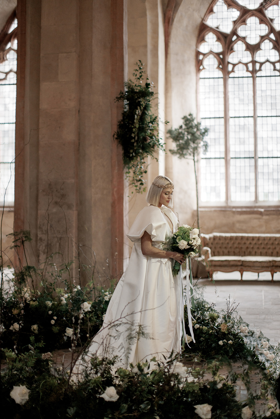 greenery and white bridal bouquet