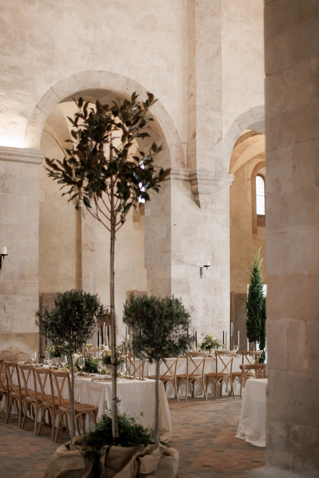 indoor trees as wedding decor
