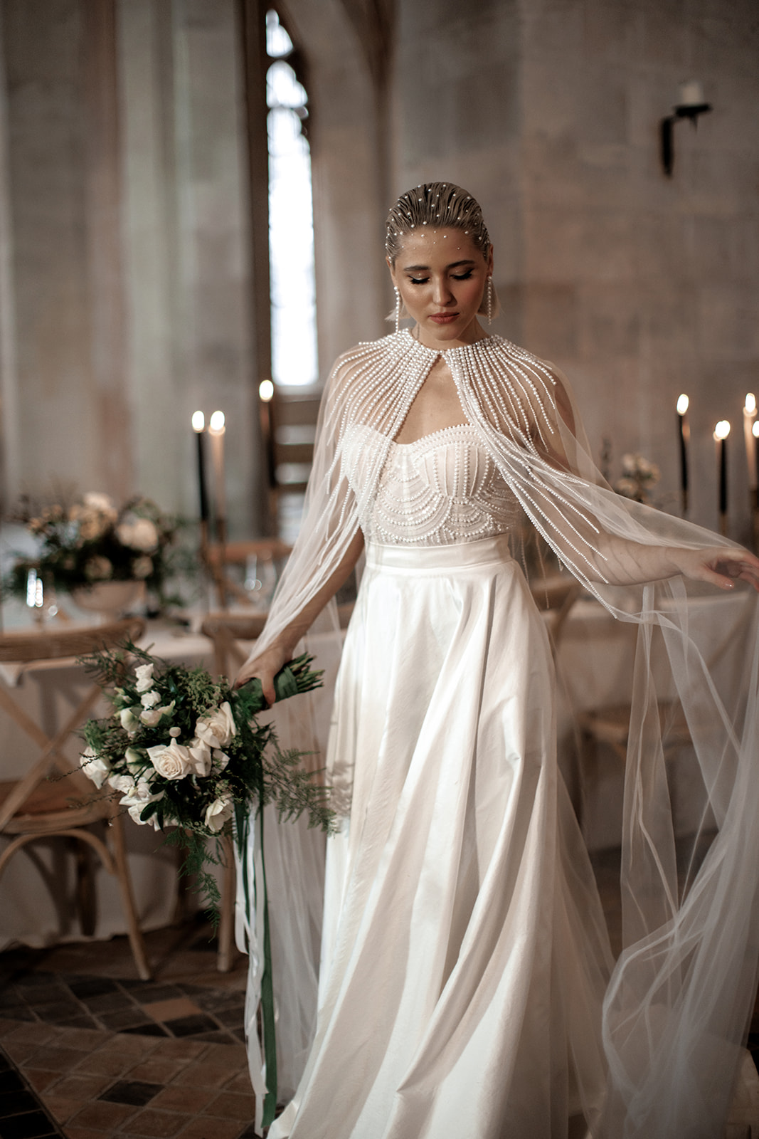 beaded bridal cape
