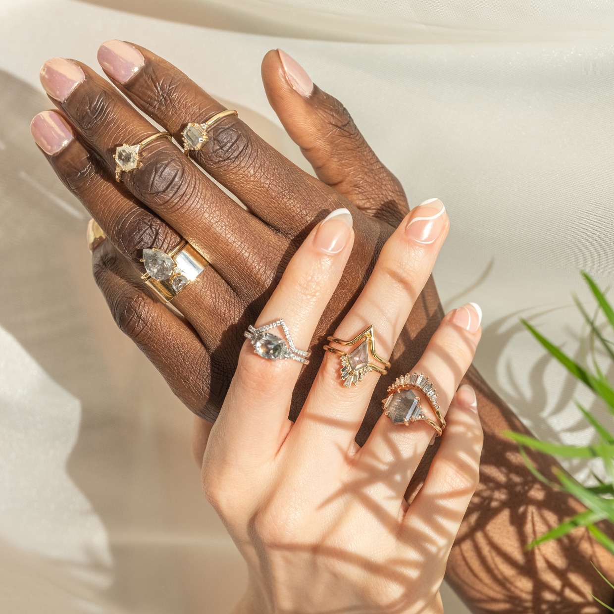 unique salt and pepper engagement rings by Point No Point Studio