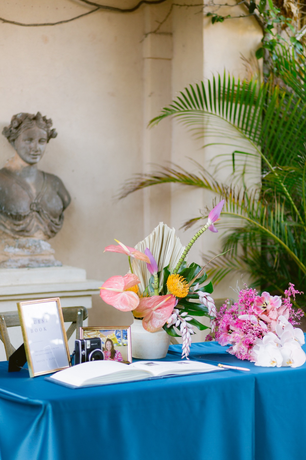 tropical guest book table