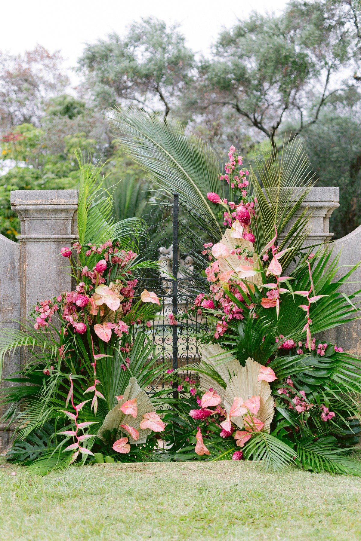 large tropical floral installation