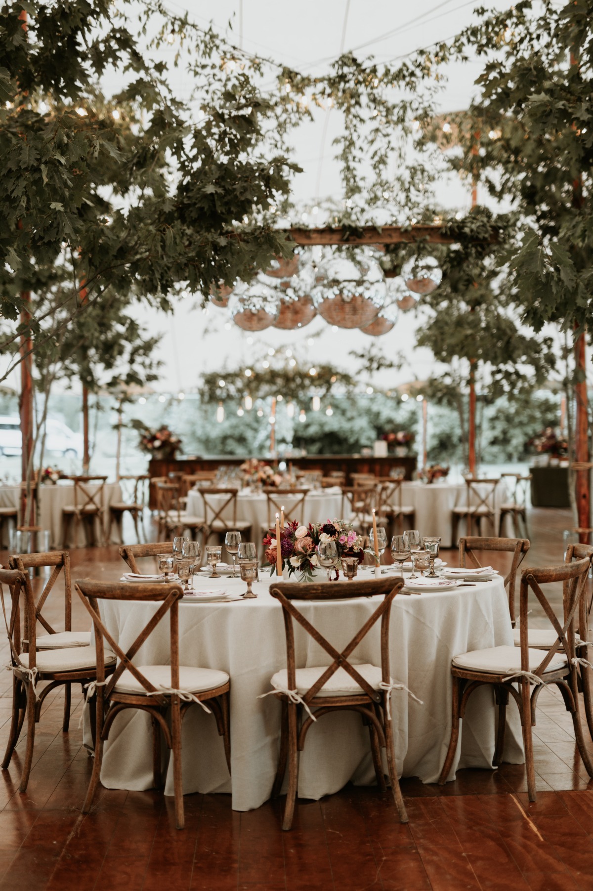 Tented reception with trees 