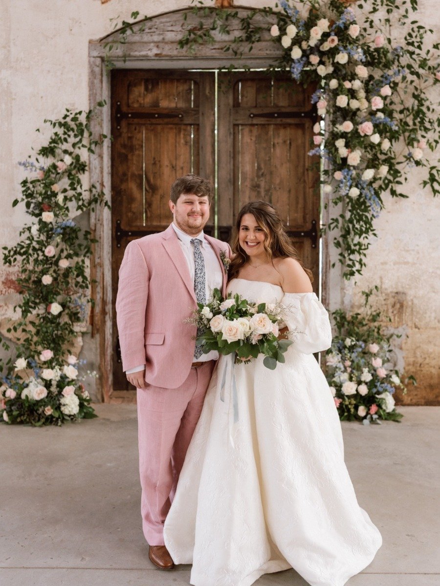 A dress inspired this dusty pink and blue North Carolina wedding