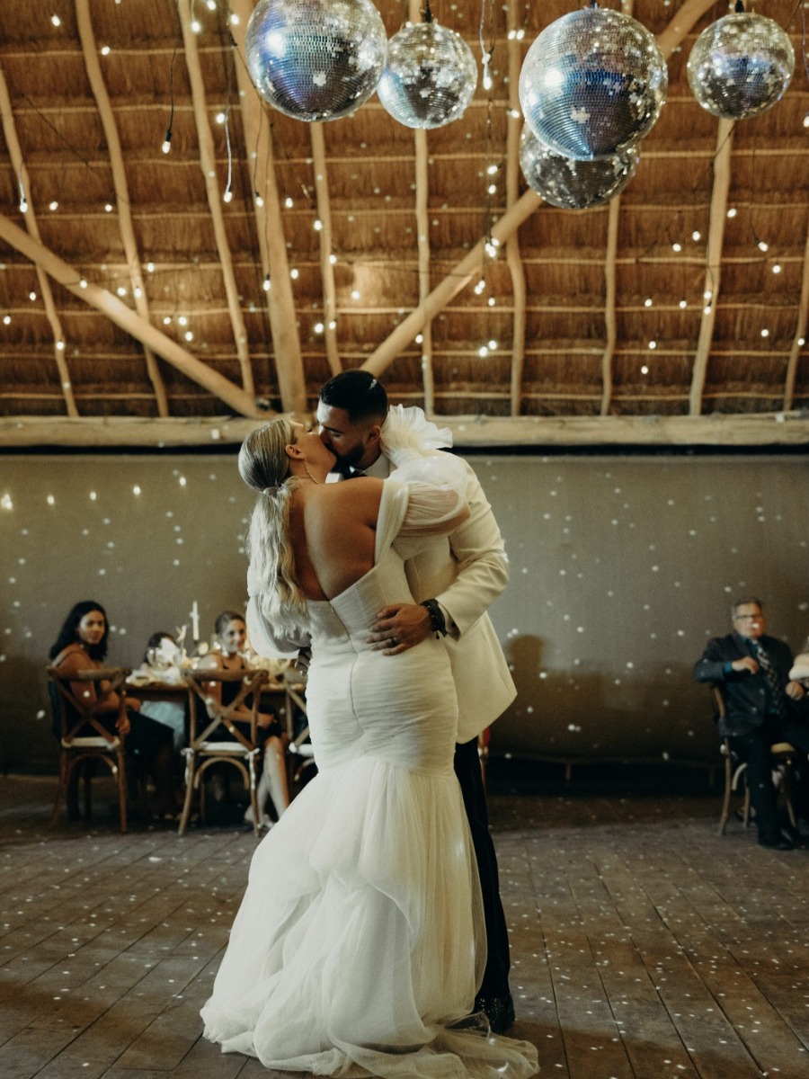 Everyone danced under the disco ball stars at this resort wedding