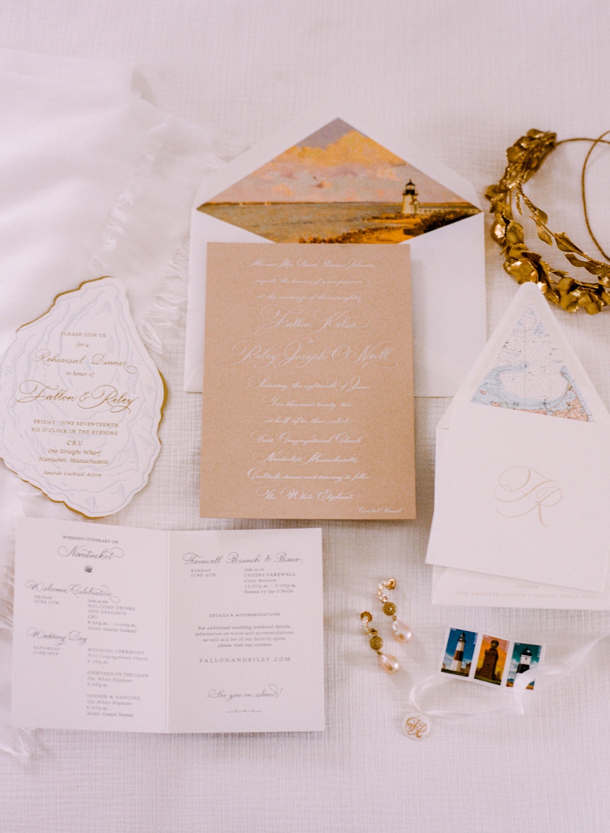 Nantucket themed wedding invitation suite 