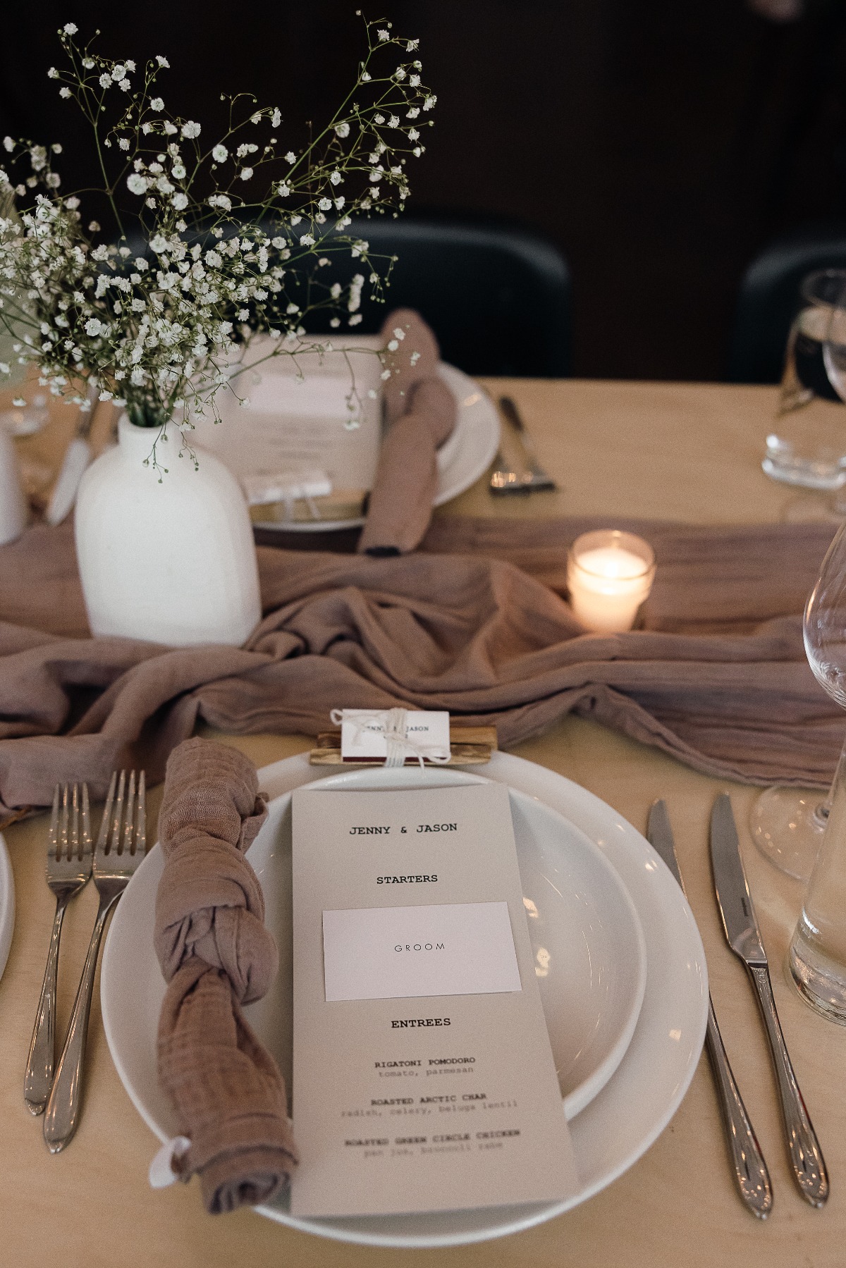 Modern minimalist wedding menu