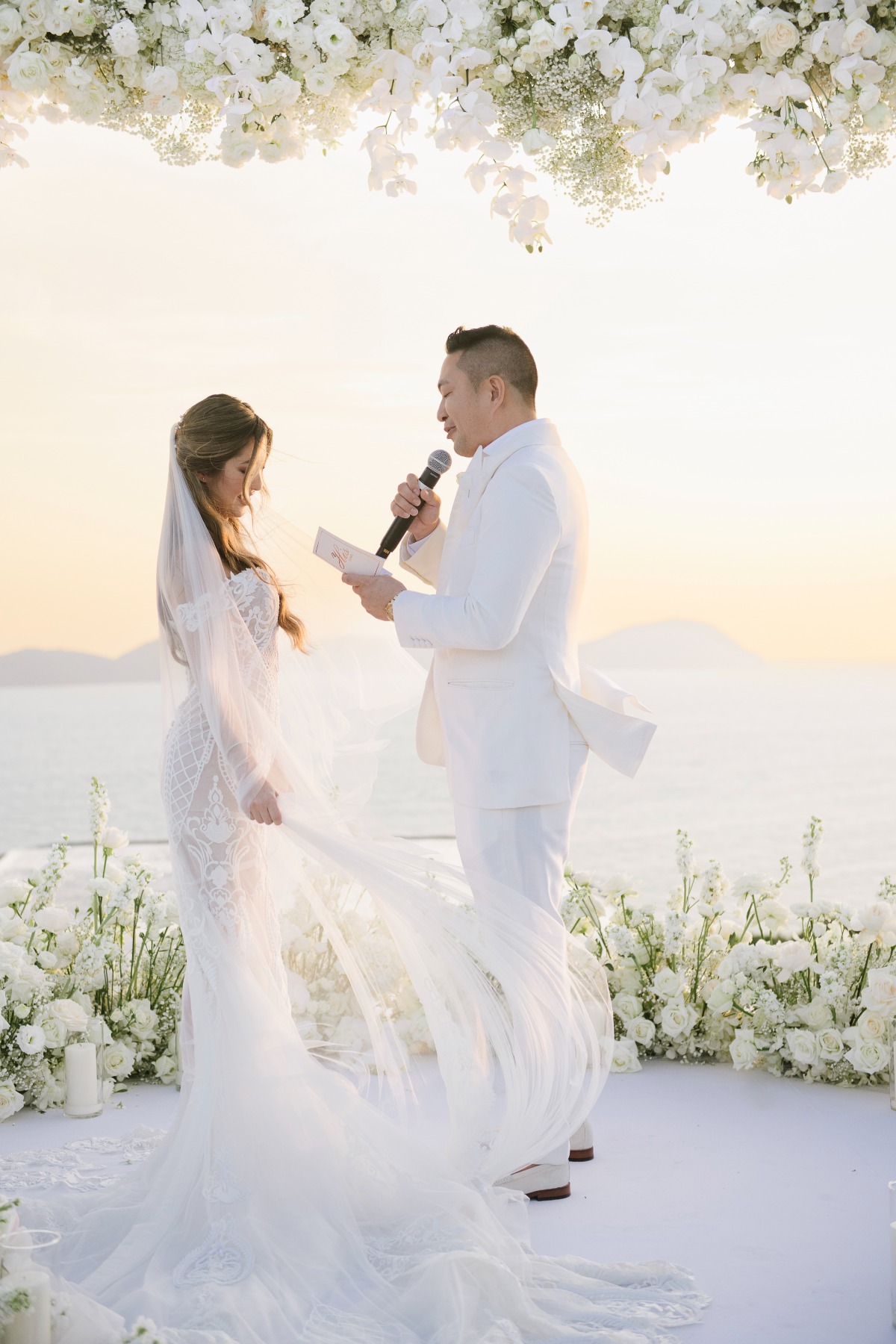 Sunset Thai destination wedding ceremony