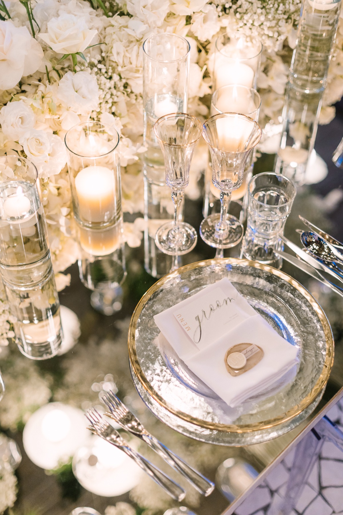 Gold and mirror wedding details 