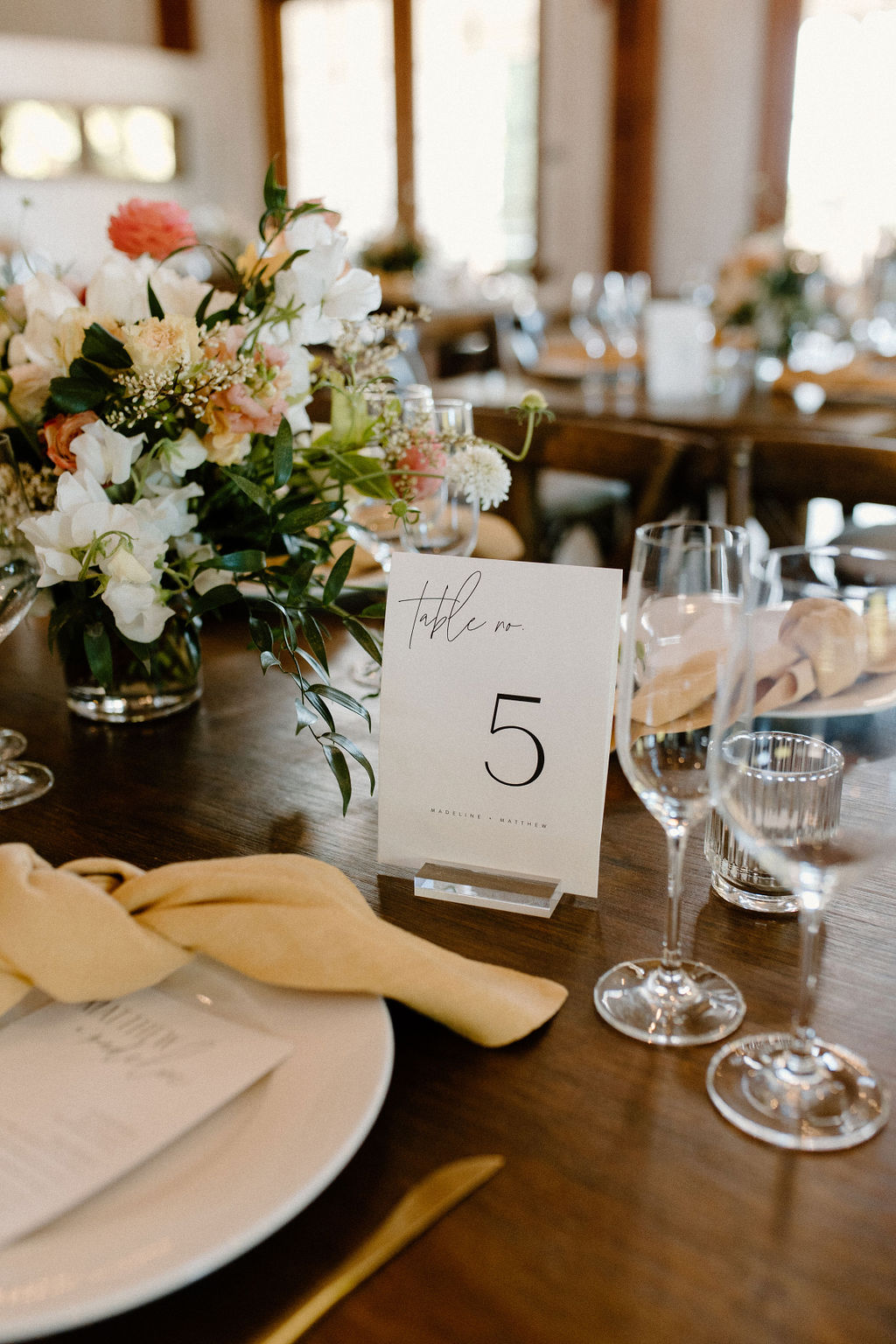 Modern table numbers for chic reception 