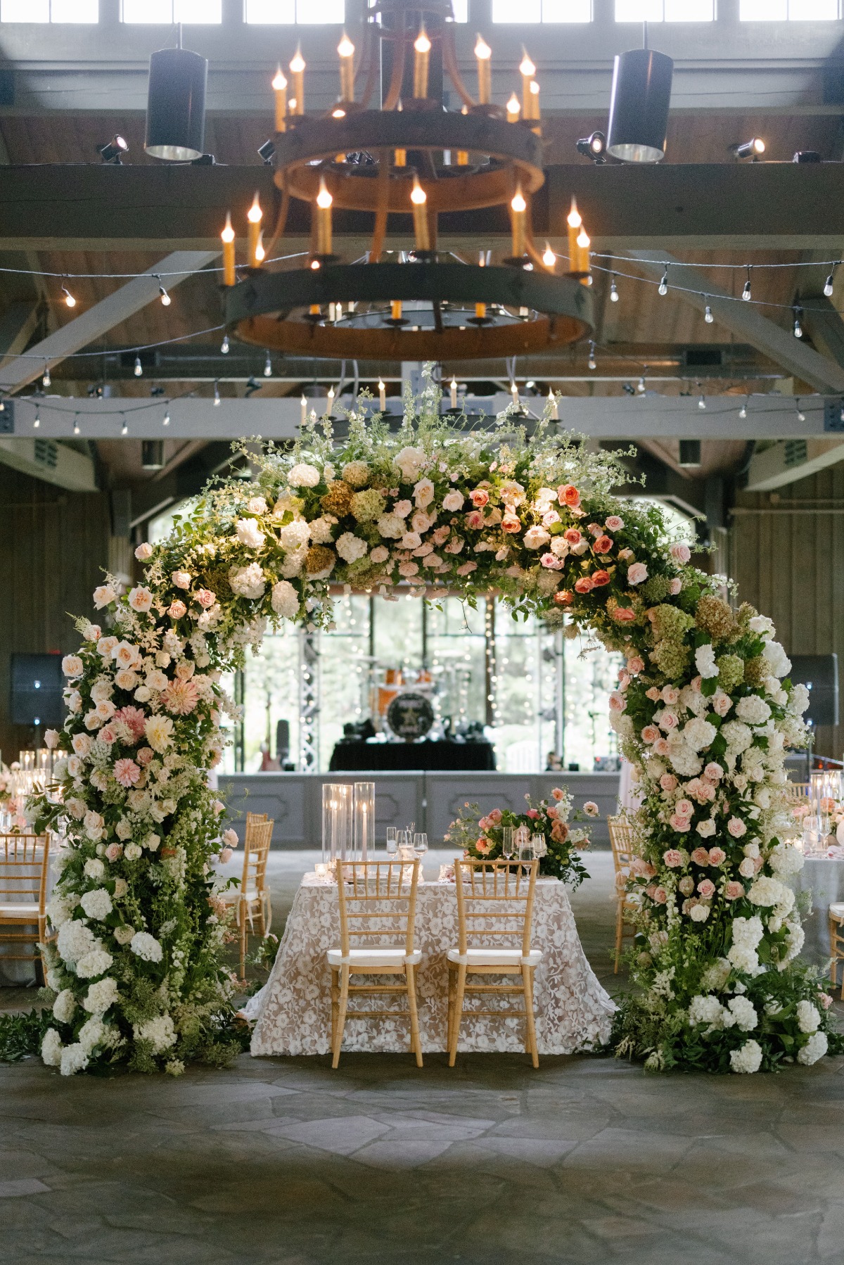 Floral arch for wedding reception 
