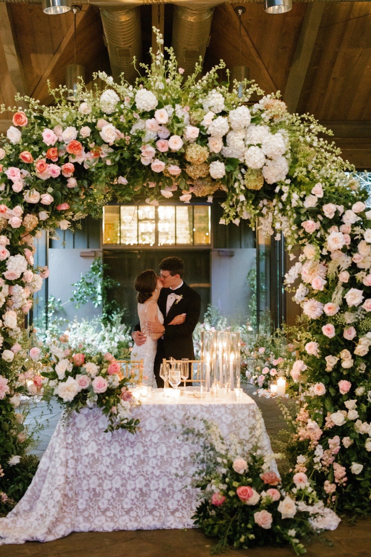 Floral garden party sweetheart table 