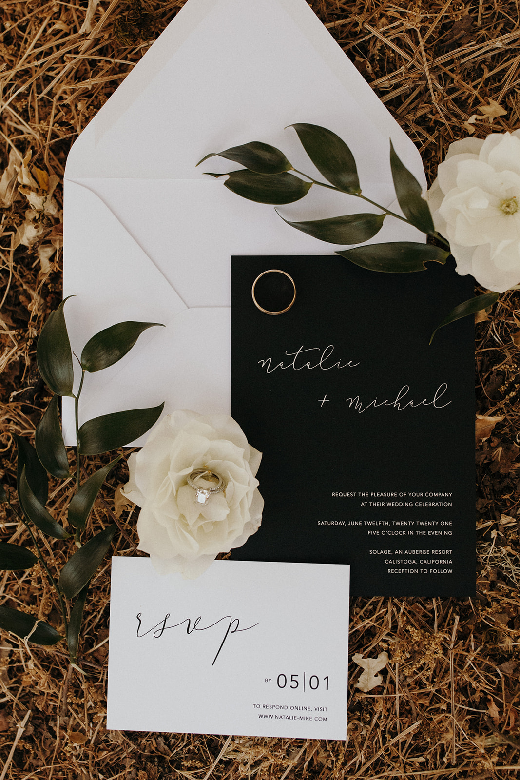 Modern monochrome wedding invitations