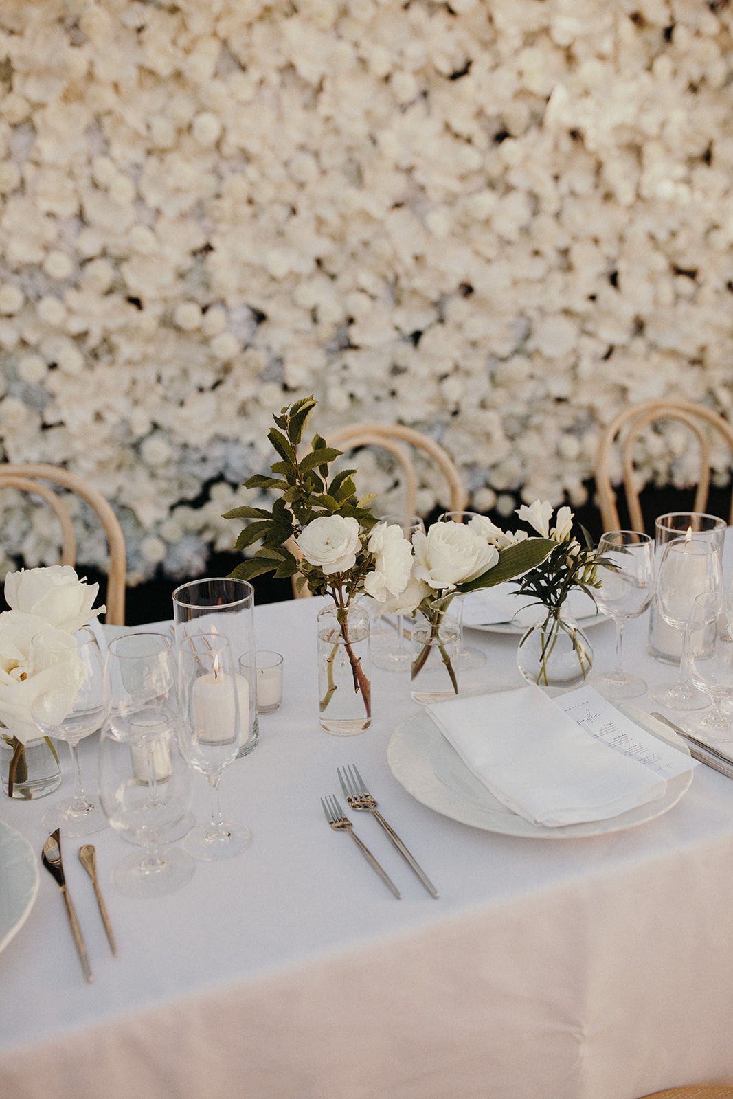 All white modern wedding decor 