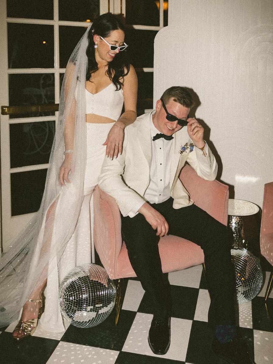 A NYE disco-themed garden wedding in the Arizona desert