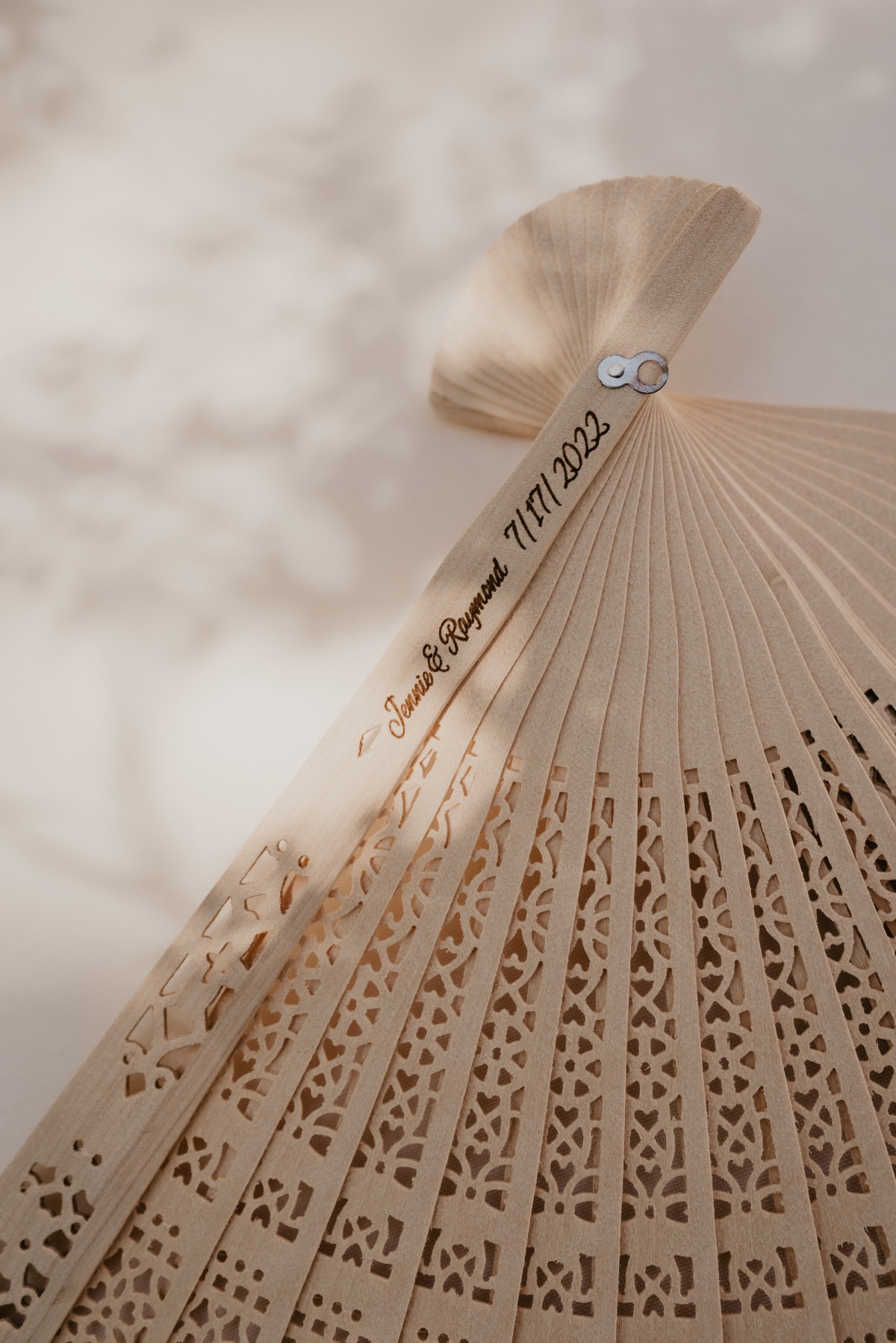 Custom wood fan for weddings