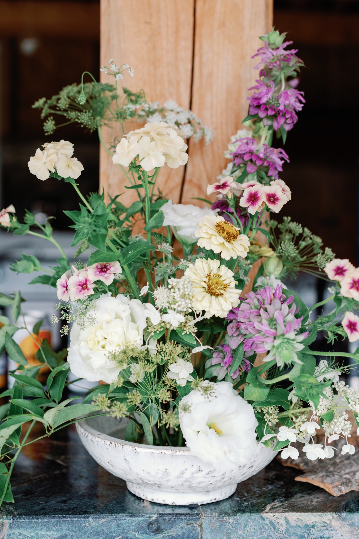 Vibrant wildflower wedding centerpiece 