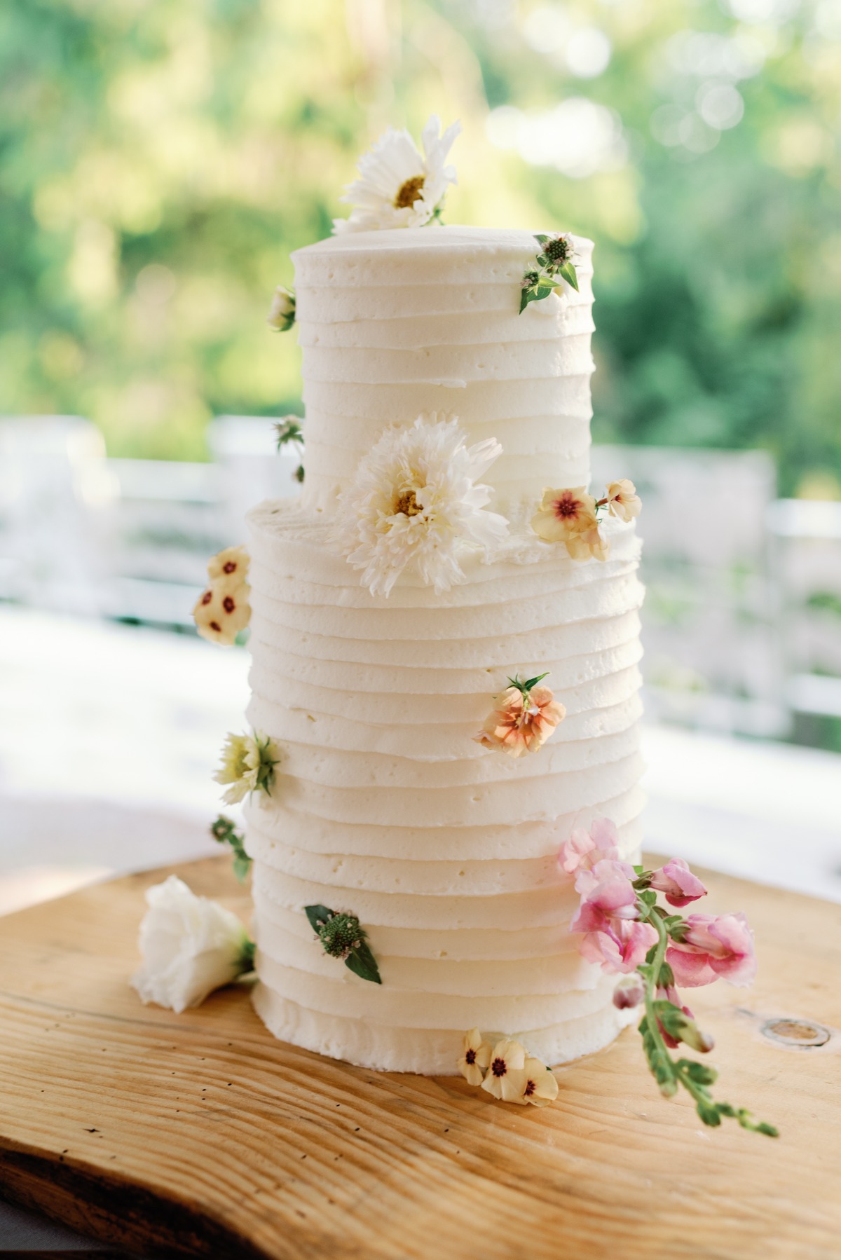 Wildflower pressed wedding cake 