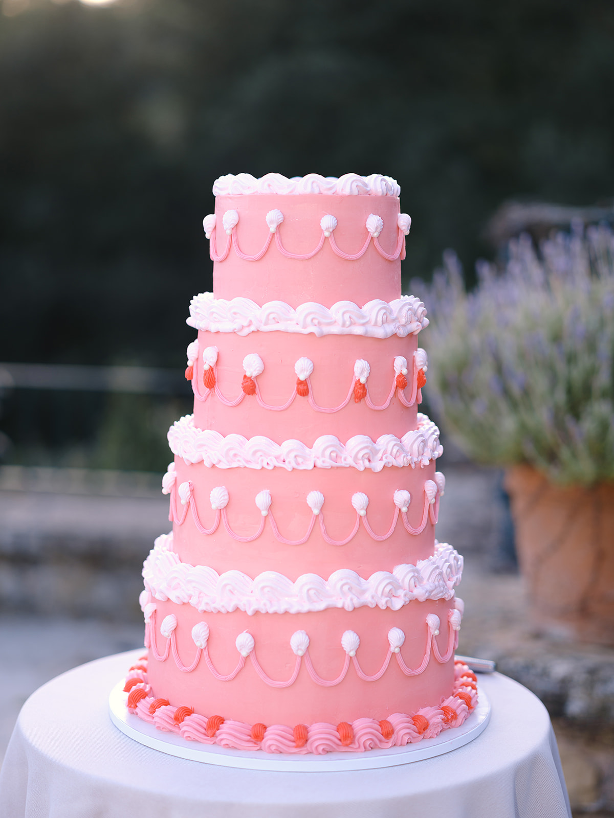 Pink vintage wedding cake
