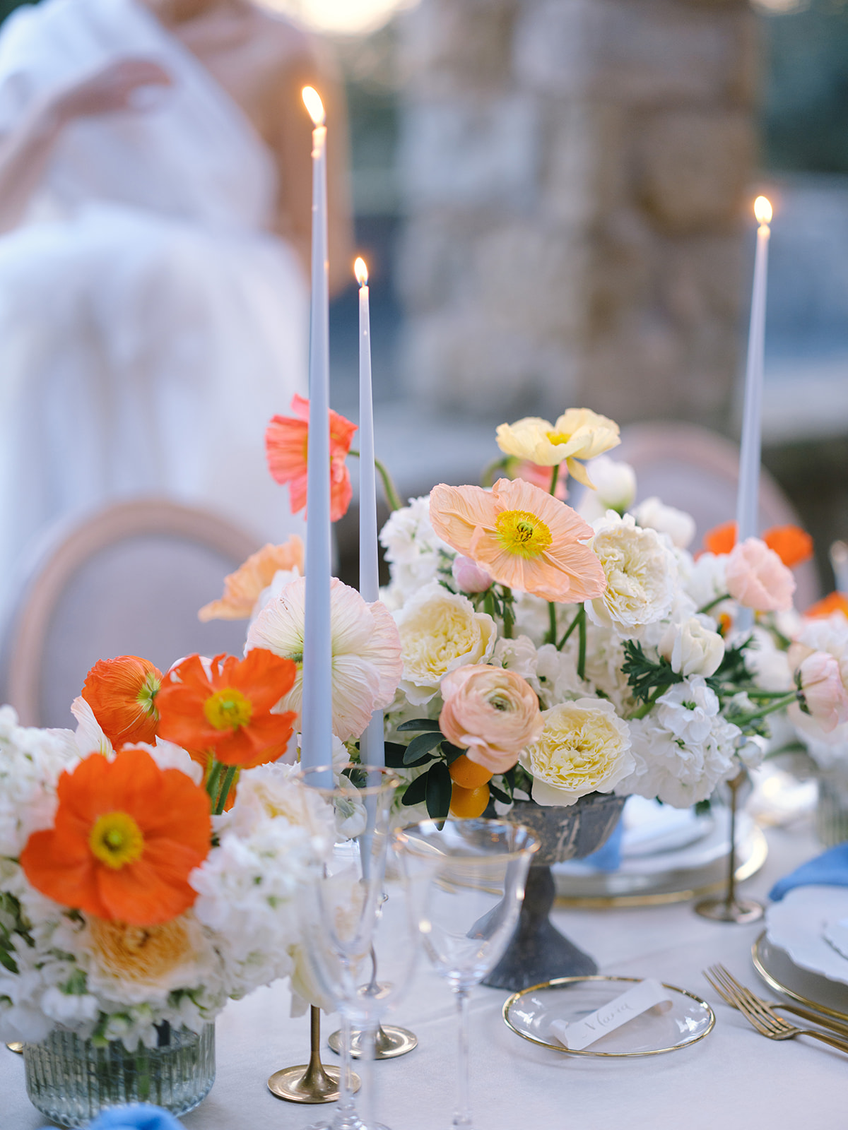 Watercolor floral wedding table arrangements 