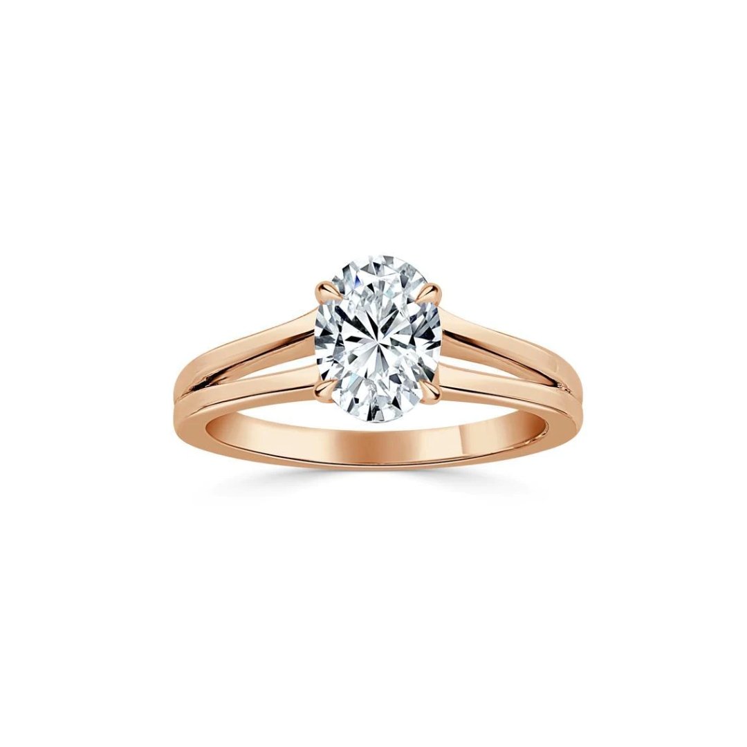 modern oval engagement ring from Flawless Moissanite