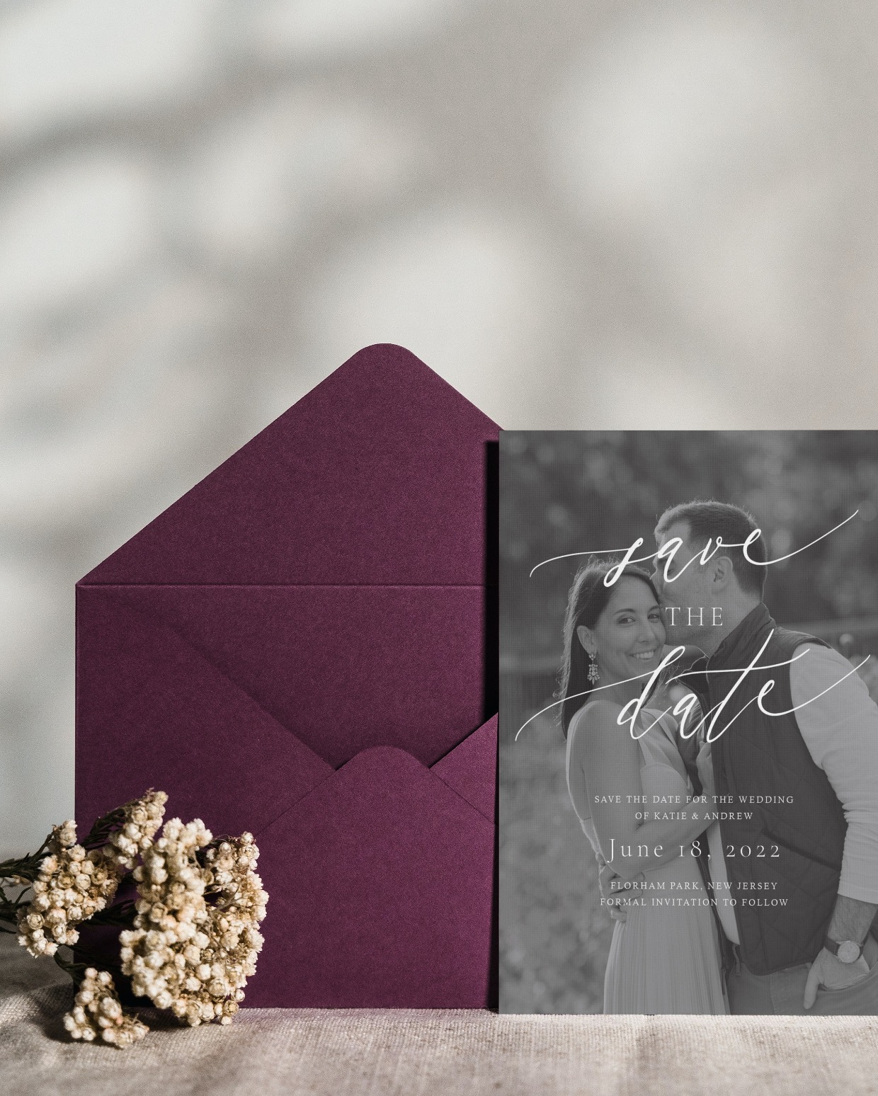 custom photo save the date card by A.E. Paperie