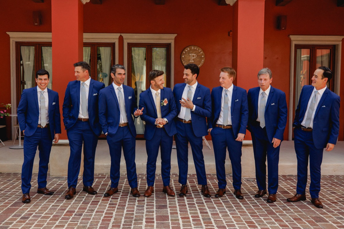 All blue groomsmen suits 