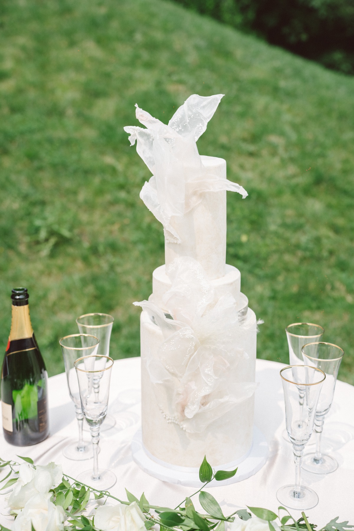 Whimsical wedding cake design 