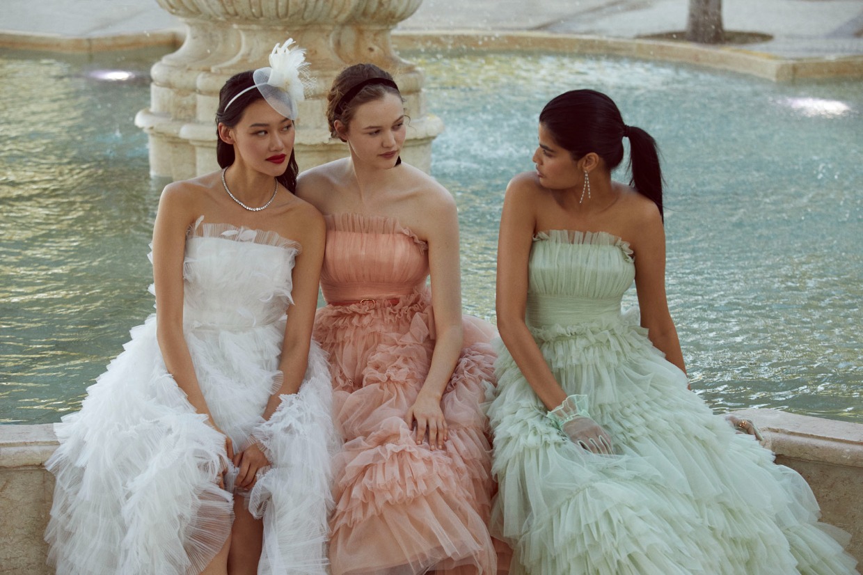 pastel tulle bridesmaid dresses from Anthropologie Weddings